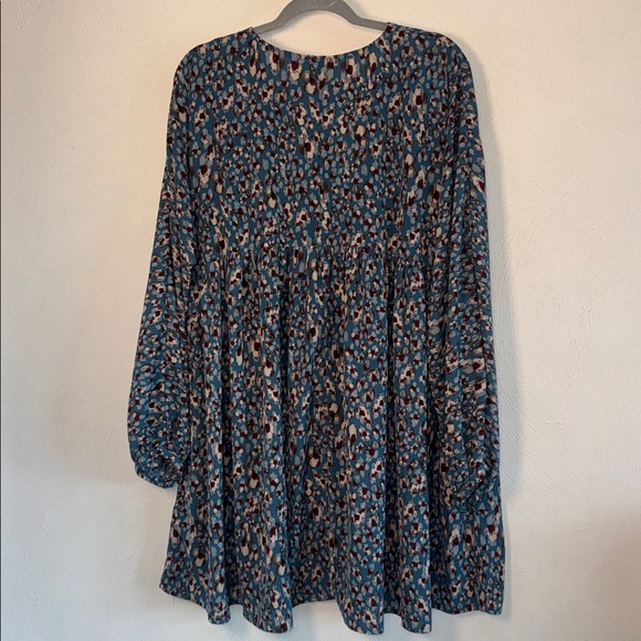 Umgee Baby Doll Midi Patterned Dress with Pockets. - Picture 2 of 7